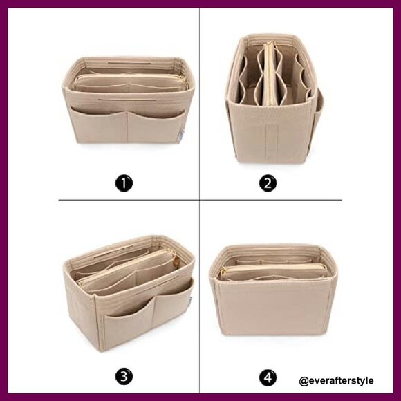 Felt Purse Organizer Insert Zipper Tote Shaper Speedy Neverfull Fit - Picture 4 of 8